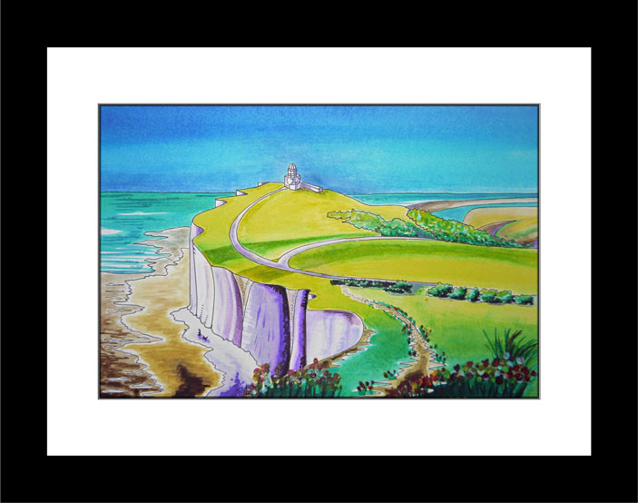 Across the Downs to Belle Tout - black frame