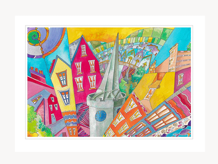 Angles of Tenby print white frame