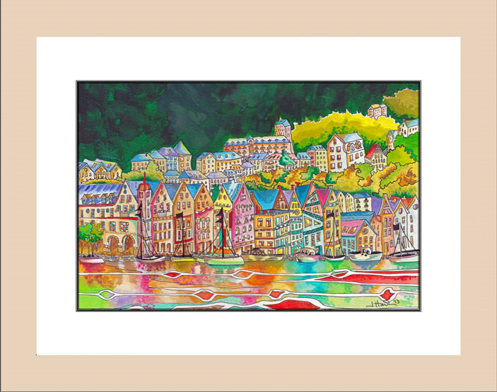 Bergen Waterside print light wood frame