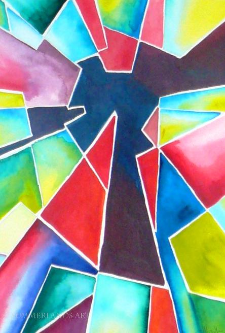 Crystal Splinter - abstract painting pen and watercolour dyes