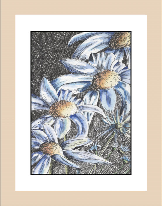 Daisy Blue wood frame