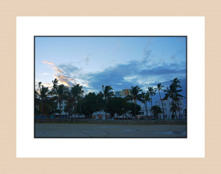 Evening sky Miami Beach wood