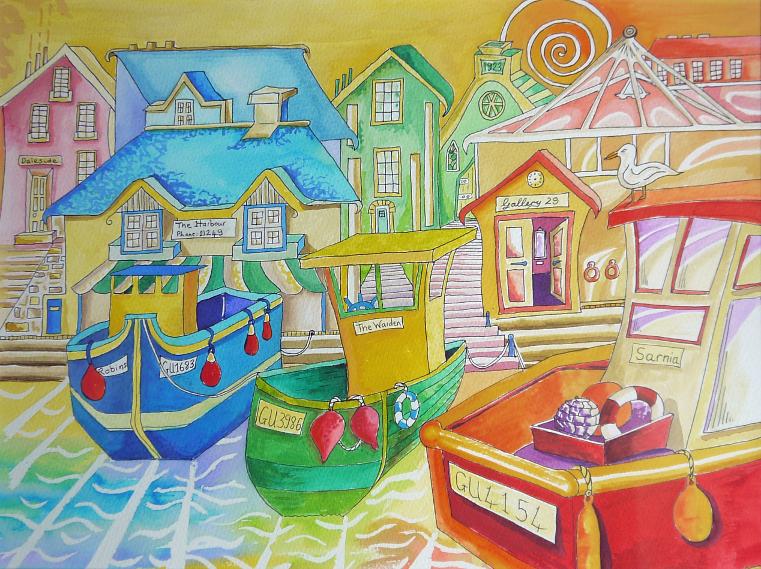 Home pen and watercolour painting unframed