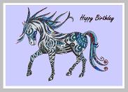 Horse 1 lilac background frame and happy birthday