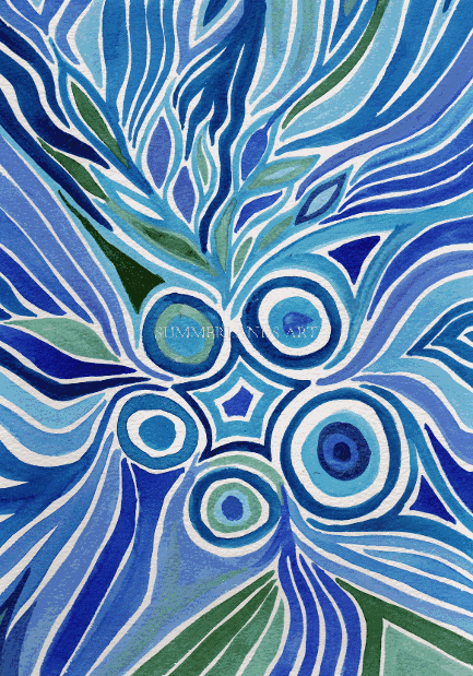 Into the Deep - abstract painting watercolour dyes