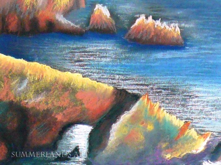 Pastel drawing of Les Tielles, Guernsey
