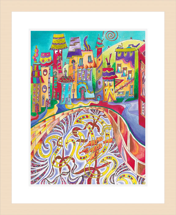 Marine Jungle print Light Wood Frame