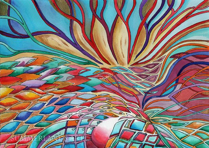 Patchwork Lava - abstract painting watercolour dyes
