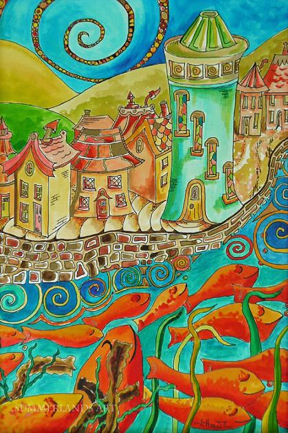 Plenty More Fish in the Sea Summerlands Art Pictures and Paintings Townscapes and Fantasy