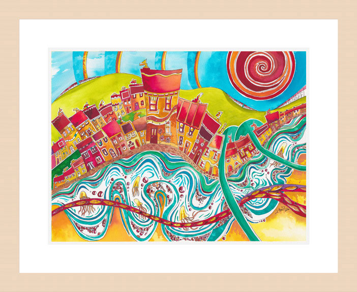 Ripples and Ribbons print Light Wood Frame