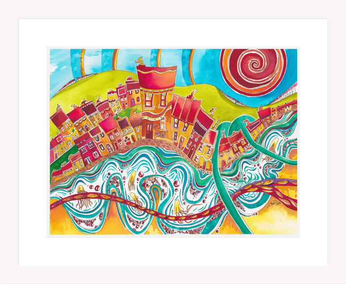 Ribbons and Ripples print white frame