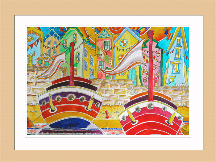 Sea Breeze print framed light wood