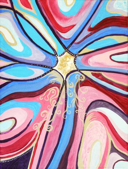 Starburst - abstract painting pen and watercolour dyes