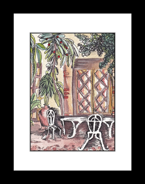 Spanish Courtyard - black frame