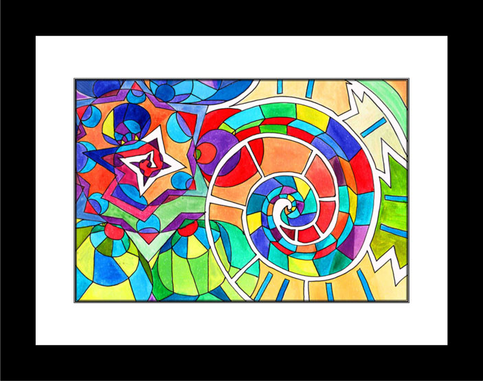 Stained Glass Spiral black frame