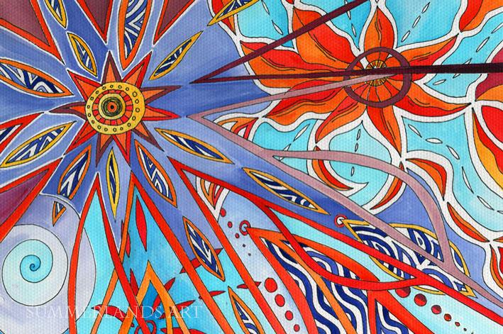 Starburst - abstract painting pen and watercolour dyes