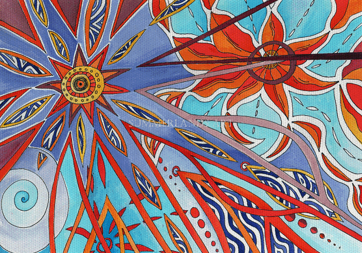 Starburst - abstract painting pen and watercolour dyes