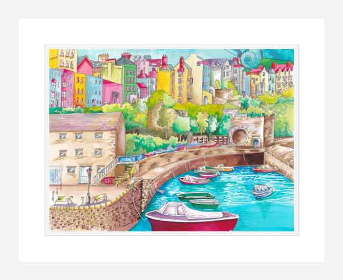 Tenby print white frame