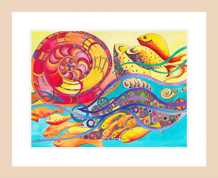 The Rolling Sea print Light Wood Frame