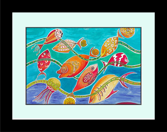 Weaving in the Waves framed black original