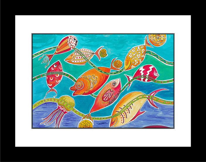 Weaving in the Waves print black frame