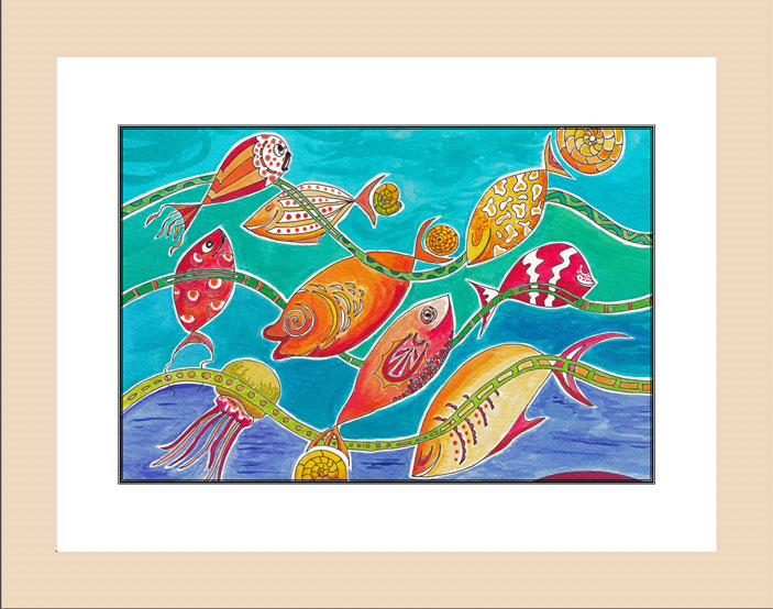 Weaving in the Waves print light wood frame 